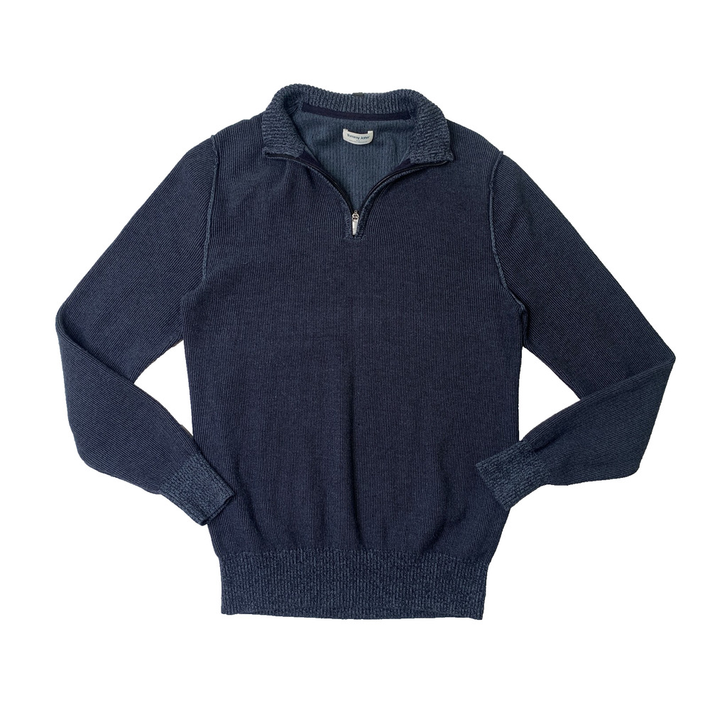 Tommy John Sweater Men Medium Dark Blue Cotton Modal Blend 1/4 Zip Pullover Mock